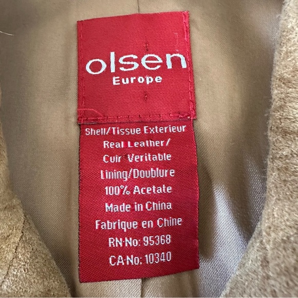 Olsen Europe Tan Suede Leather Jacket Minimalist size 6 - Picture 5 of 8